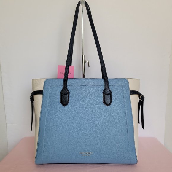 KATE SPADE Knott Colorblocked Pebbled Leather Large Tote- Morning Sky Multi 🎈⭐ - Picture 4 of 16
